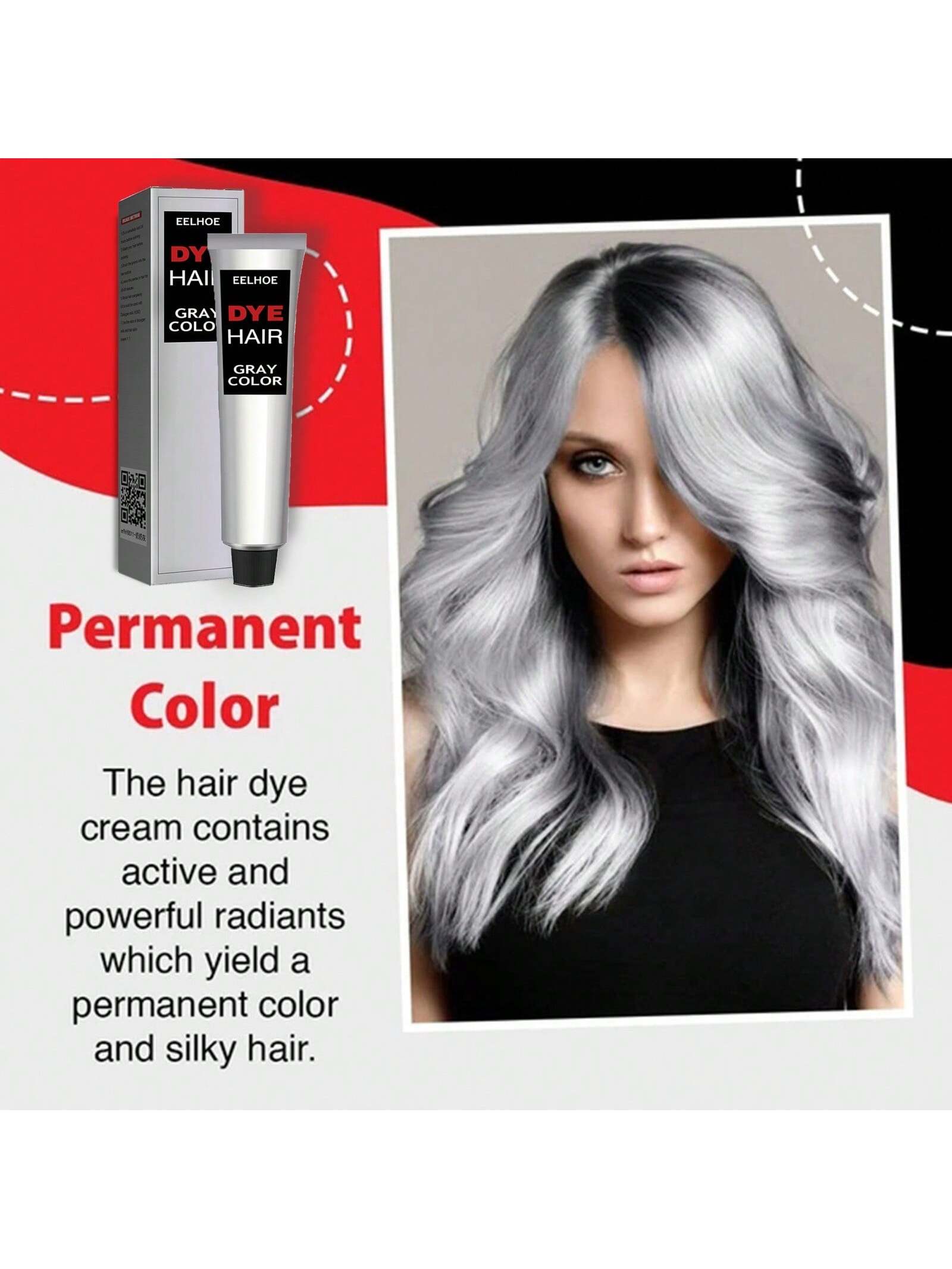 Gentle Grandma Grey Hair Dye - Fashionable Permanent Color Cream for All Hair Types 100ml 100ml*2 100ml-100ml*2-