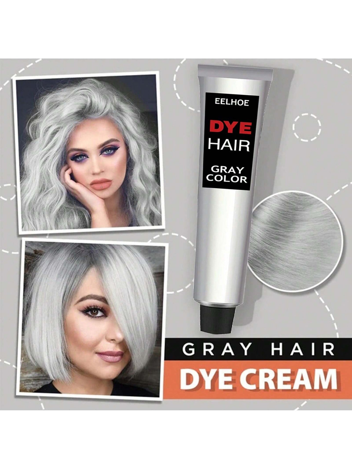 Gentle Grandma Grey Hair Dye - Fashionable Permanent Color Cream for All Hair Types 100ml 100ml*2 100ml-100ml*2-