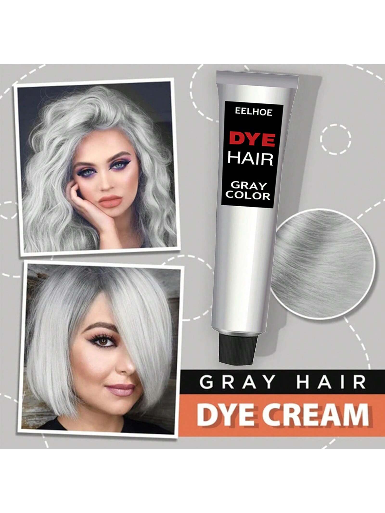Gentle Grandma Grey Hair Dye - Fashionable Permanent Color Cream for All Hair Types 100ml 100ml*2 100ml-100ml*2-