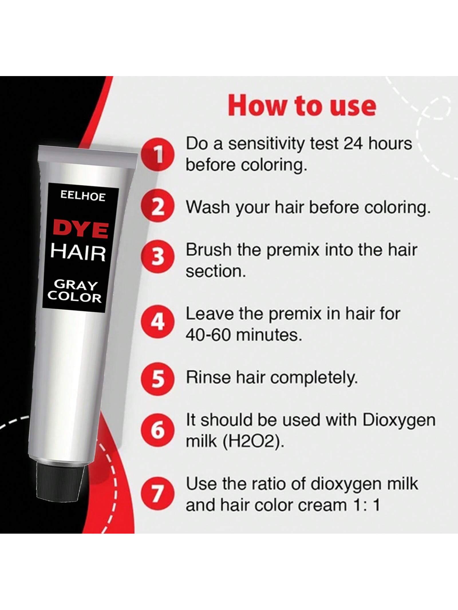 Gentle Grandma Grey Hair Dye - Fashionable Permanent Color Cream for All Hair Types 100ml 100ml*2 100ml-100ml*2-