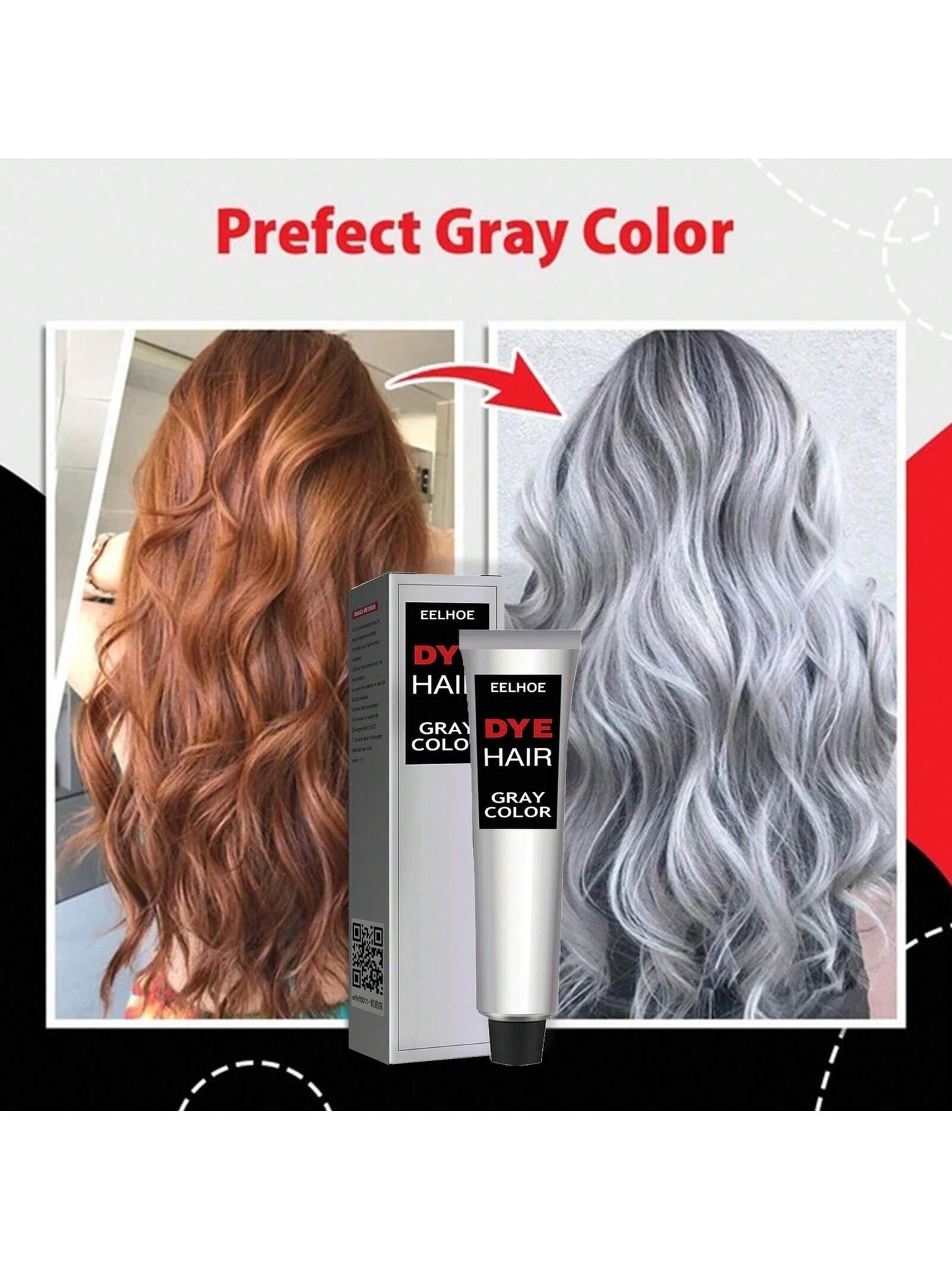 Gentle Grandma Grey Hair Dye - Fashionable Permanent Color Cream for All Hair Types 100ml 100ml*2 100ml-100ml*2-
