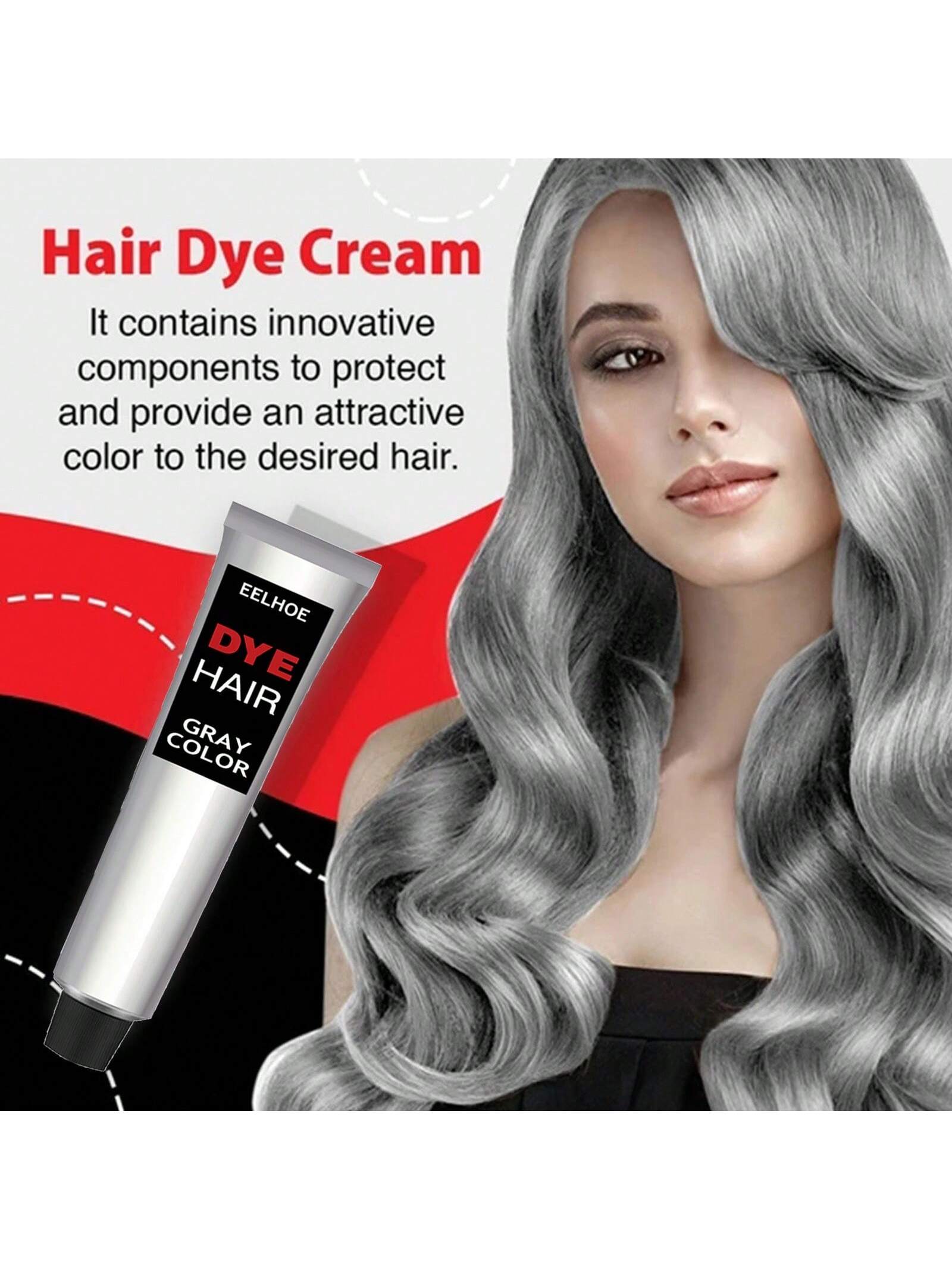Gentle Grandma Grey Hair Dye - Fashionable Permanent Color Cream for All Hair Types 100ml 100ml*2 100ml-100ml*2-