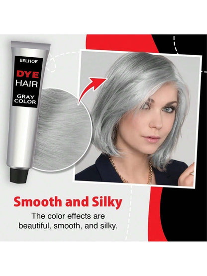 Gentle Grandma Grey Hair Dye - Fashionable Permanent Color Cream for All Hair Types 100ml 100ml*2 100ml-100ml*2-