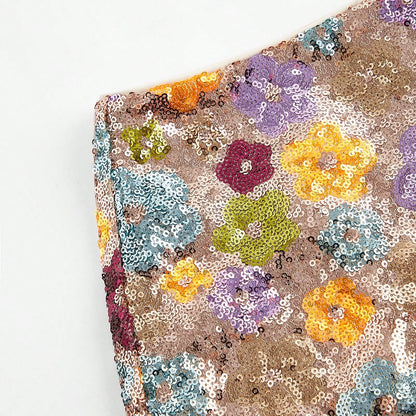 Vintage Charm: Anewsta Floral Sequin Embroidered Shorts for Holiday Parties S M L S-M-L-XL-
