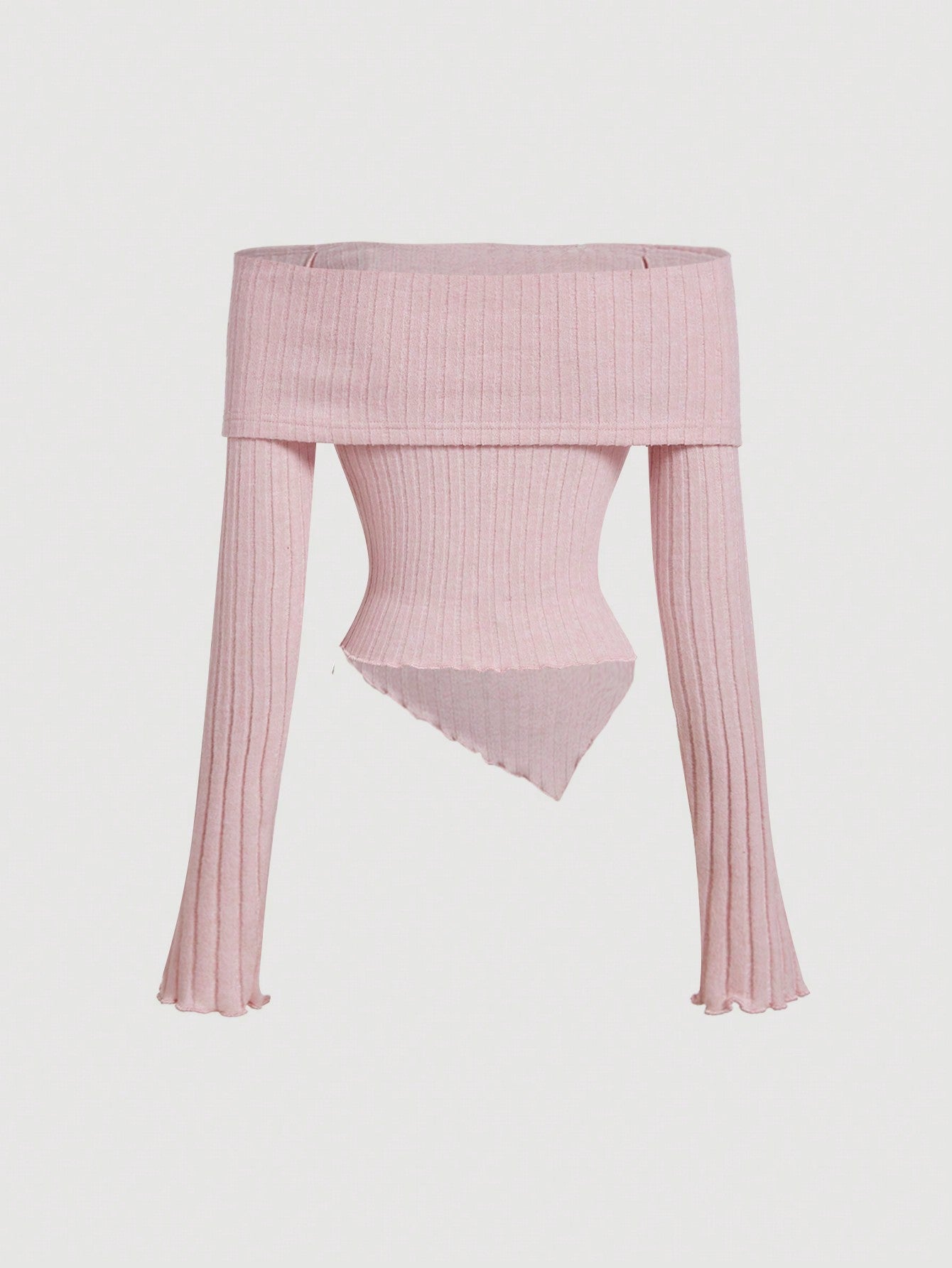 Chic & Sweet: Off-Shoulder Bowknot Long Sleeve Pink Top for Trendy Teens