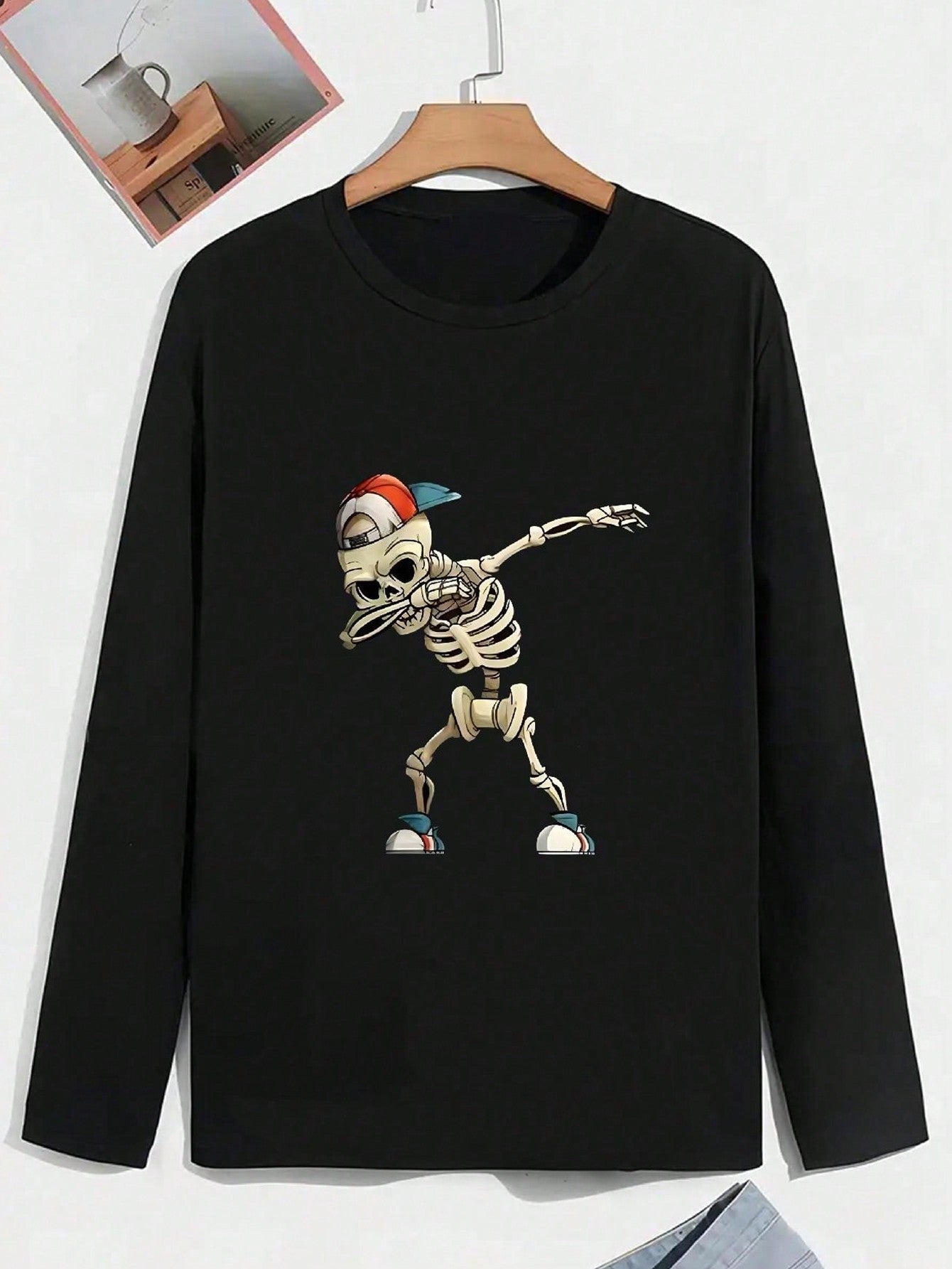Skeleton Print Crew Neck T-Shirt for Tween Boys Dark Grey / 8Y Dark Grey / 9Y 