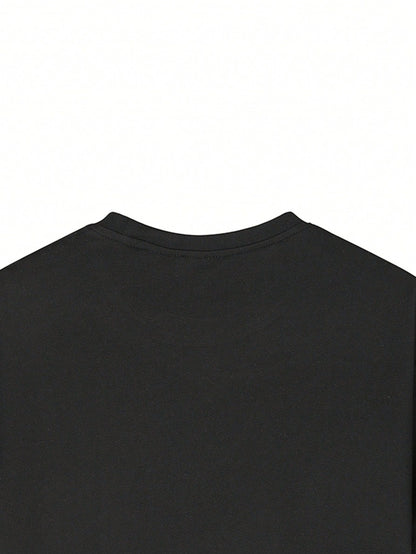 Skeleton Print Crew Neck T-Shirt for Tween Boys Dark Grey / 8Y Dark Grey / 9Y 