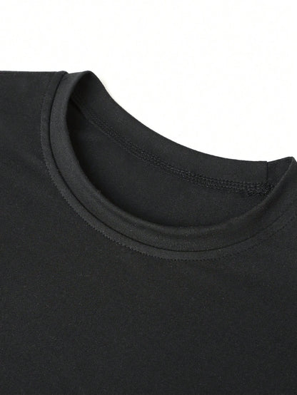 Skeleton Print Crew Neck T-Shirt for Tween Boys Dark Grey / 8Y Dark Grey / 9Y 
