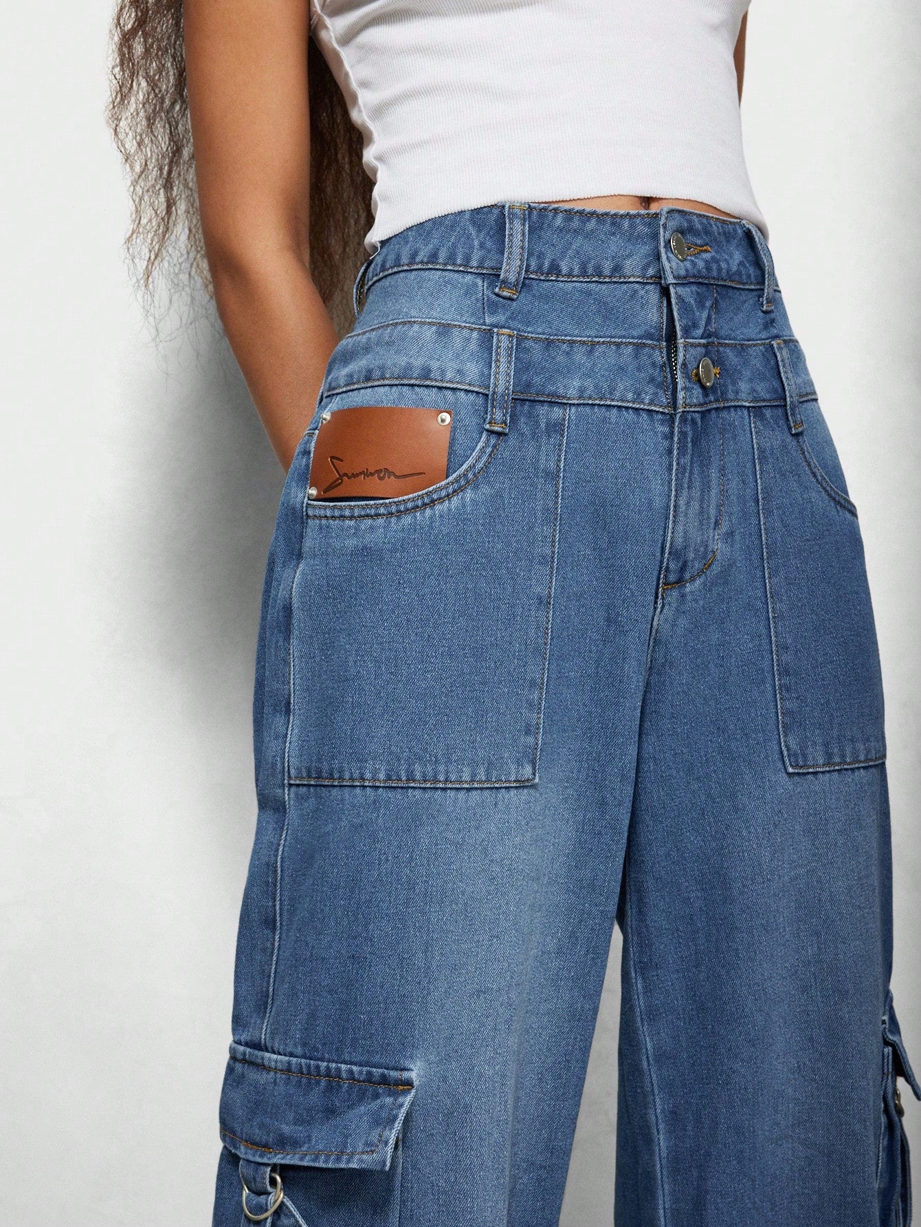 Versatile Women's Utility Jean with Double Waistband and Convertible Jort Feature XS S M XS-S-M-L-