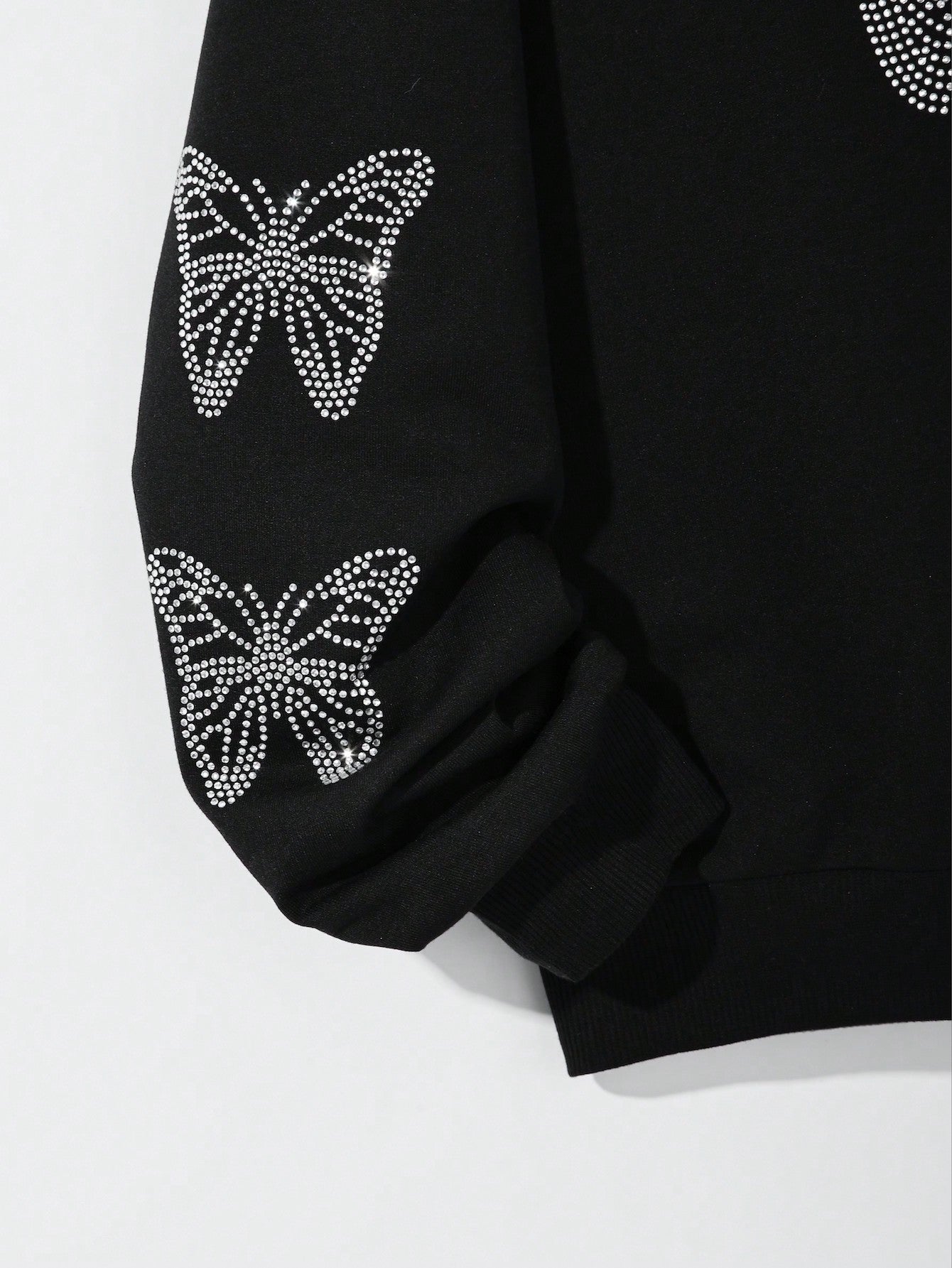 Trendy Butterfly Rhinestone Zipped Hoodie for Teenage Girls - Perfect for Fall & Winter