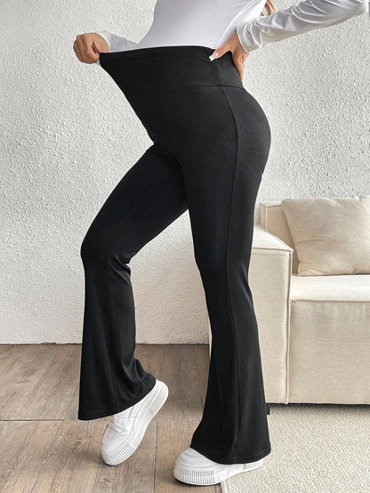 Adjustable Waist Flare Casual Leggings for Maternity