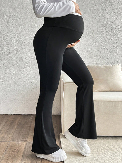 Comfort Meets  Adjustable Waist Flare Maternity Leggings