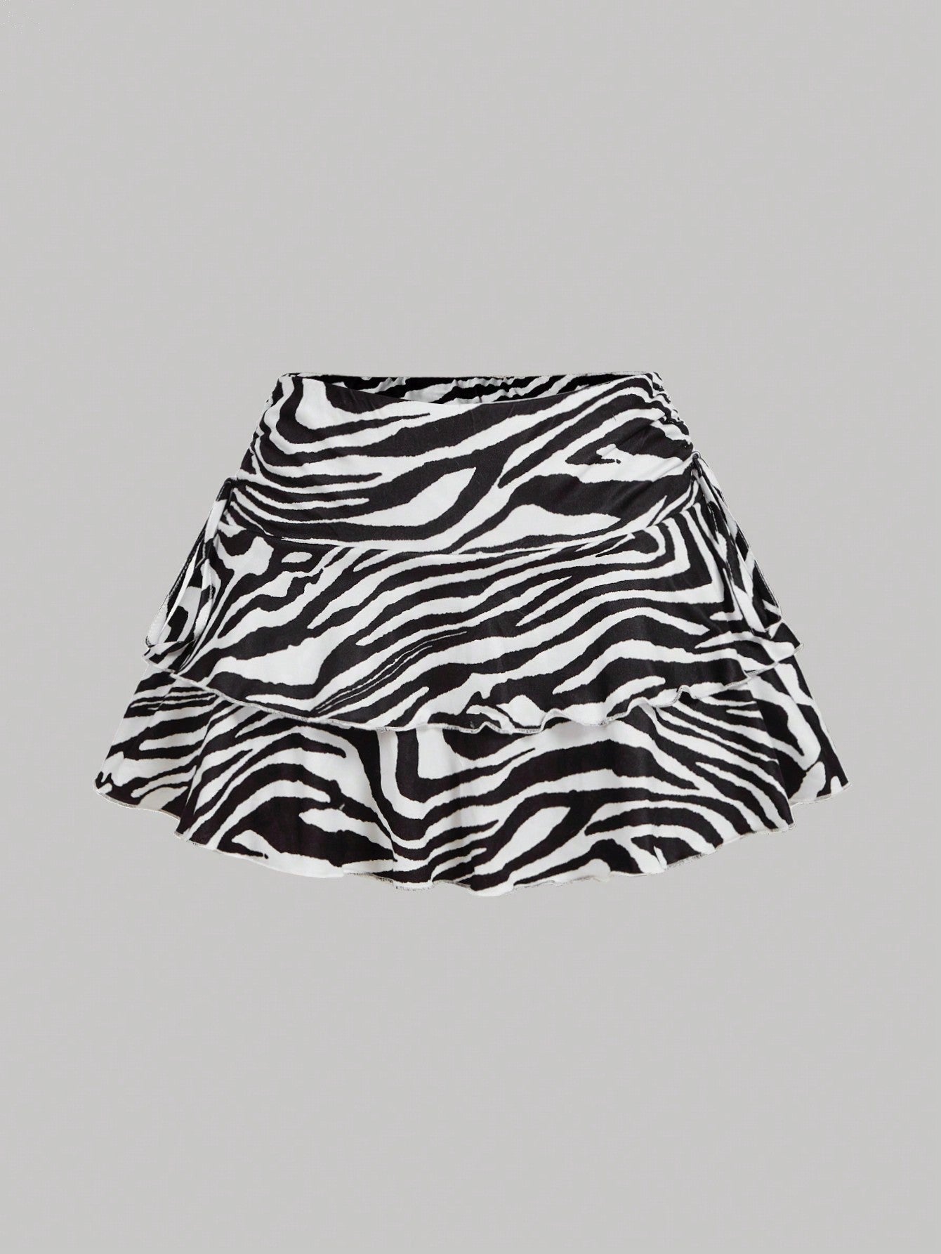 Chic Zebra Print Pleated Ruffle Mini Skirt for Effortless Fall Style XS S M XS-S-M-L-