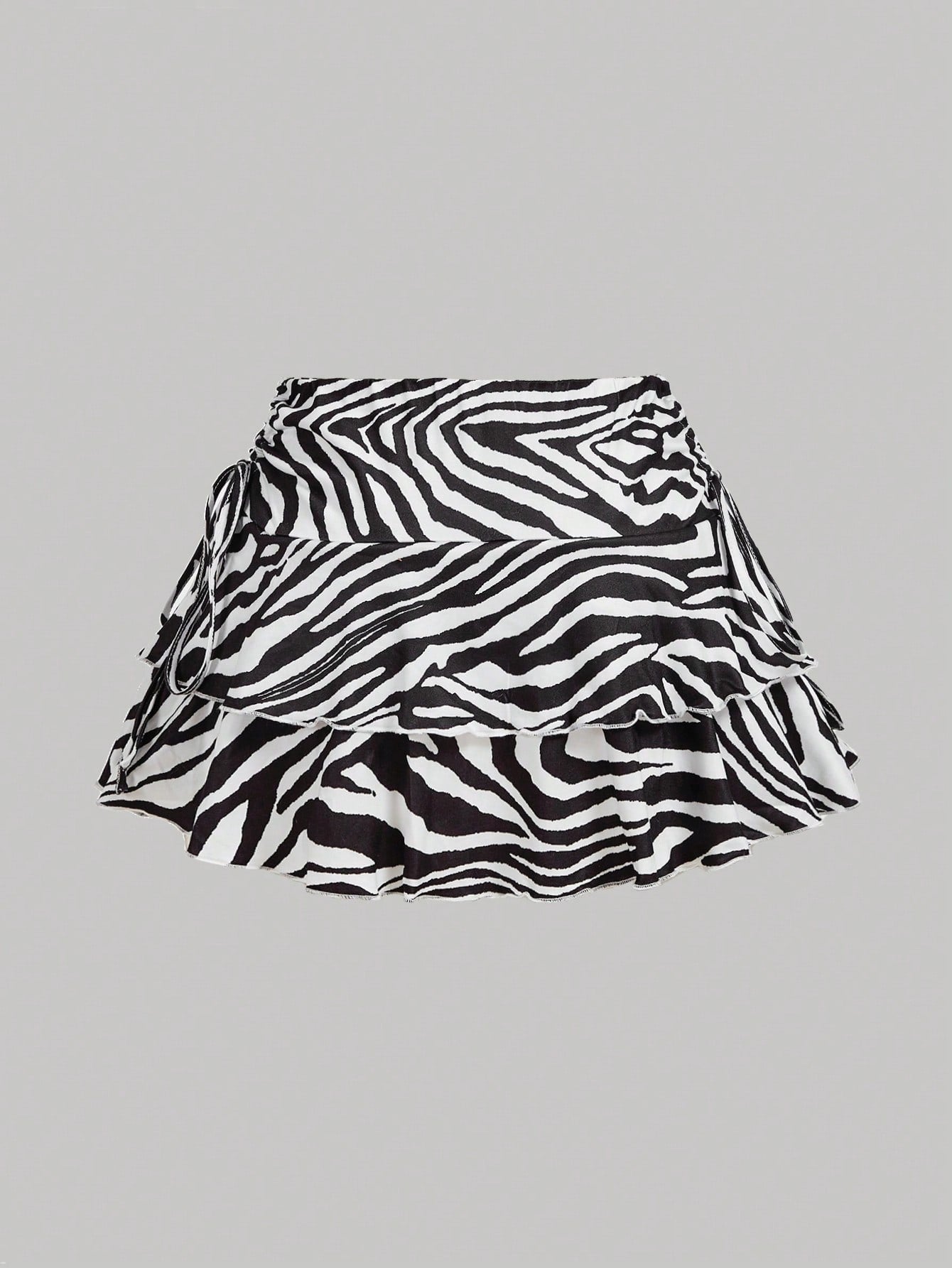 Chic Zebra Print Pleated Ruffle Mini Skirt for Effortless Fall Style XS S M XS-S-M-L-