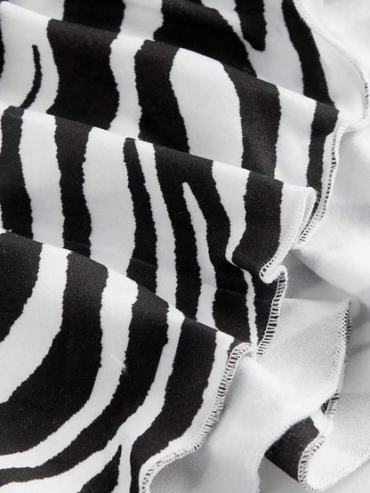 Chic Zebra Print Pleated Ruffle Mini Skirt for Effortless Fall Style XS S M XS-S-M-L-