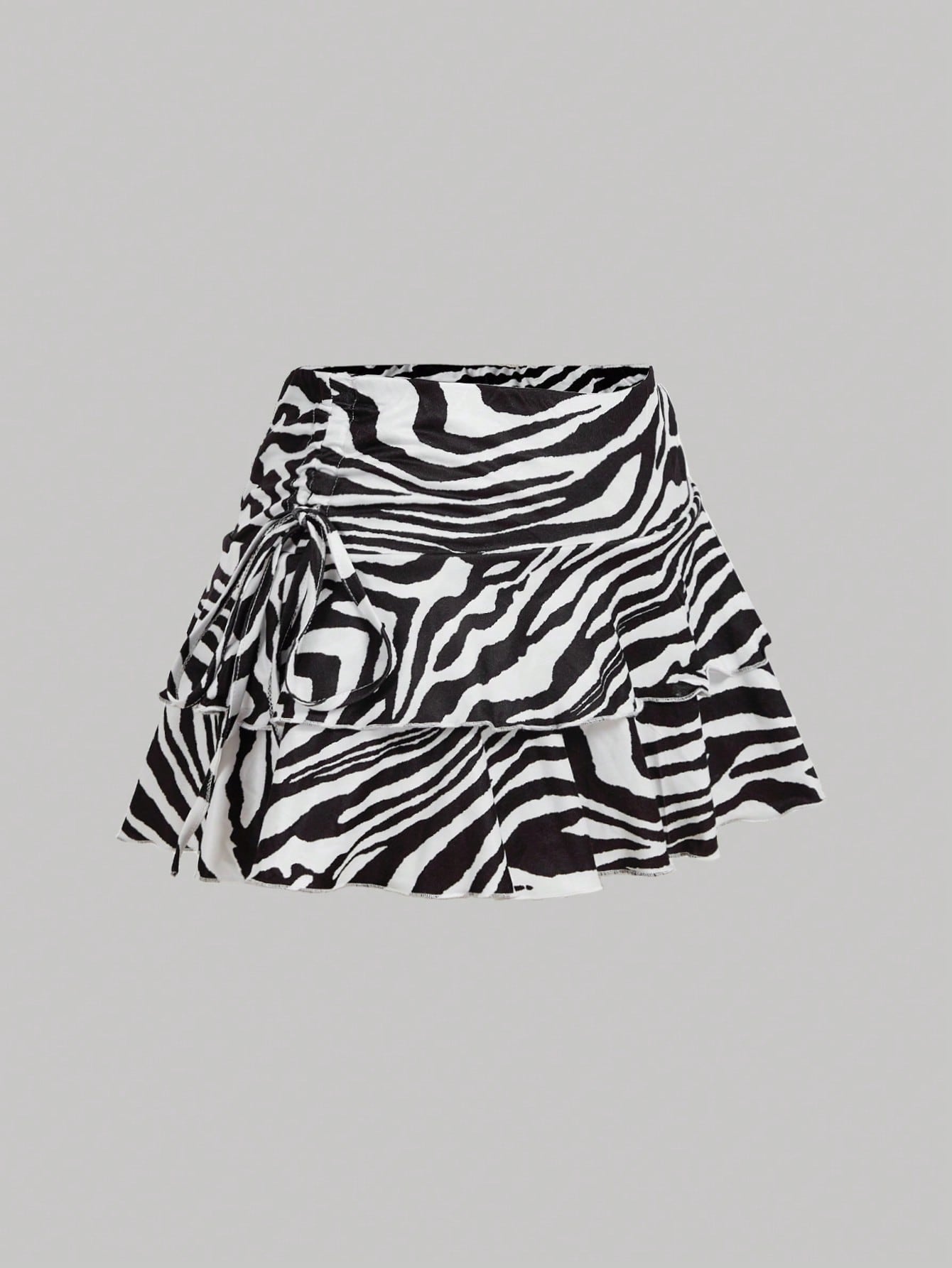 Chic Zebra Print Pleated Ruffle Mini Skirt for Effortless Fall Style XS S M XS-S-M-L-