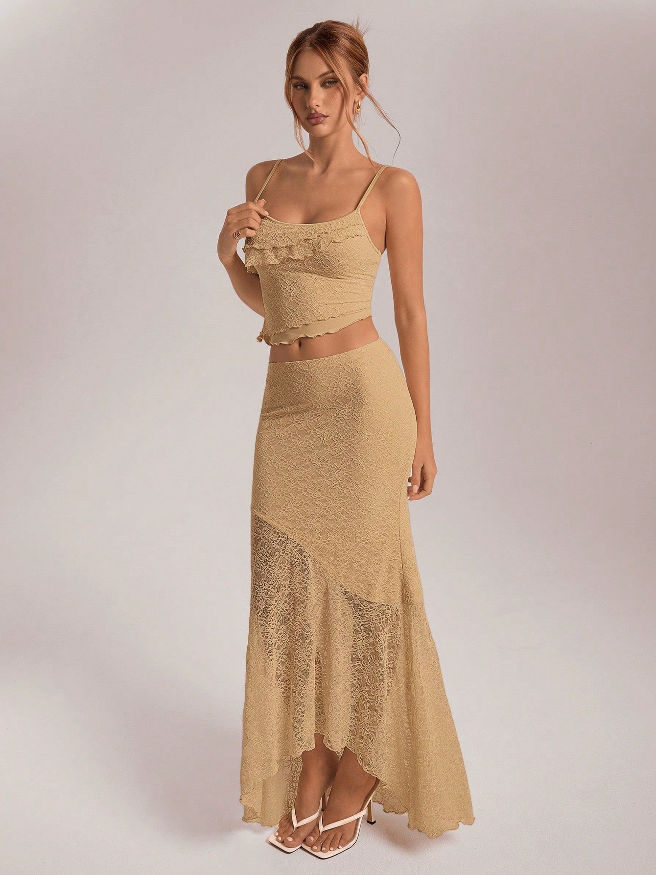 Chic Asymmetrical Lace & Ruffled Skirt 2-Piece Set White / XS White / S White / M White / XS-White / S-White / M-White / L-Red / XS-Red / S-Red / M-Red / L-Khaki / XS-Khaki / S-Khaki / M-Khaki / L-Brown / XS-Brown / S-Brown / M-Brown / L-Baby Pink / XS-Baby Pink / S-Baby Pink / M-Baby Pink / L-Baby Blue / XS-Baby Blue / S-Baby Blue / M-Baby Blue / L-Green / XS-Green / S-Green / M-Green / L-Apricot / XS-Apricot / S-Apricot / M-Apricot / L-Apricot / XL-