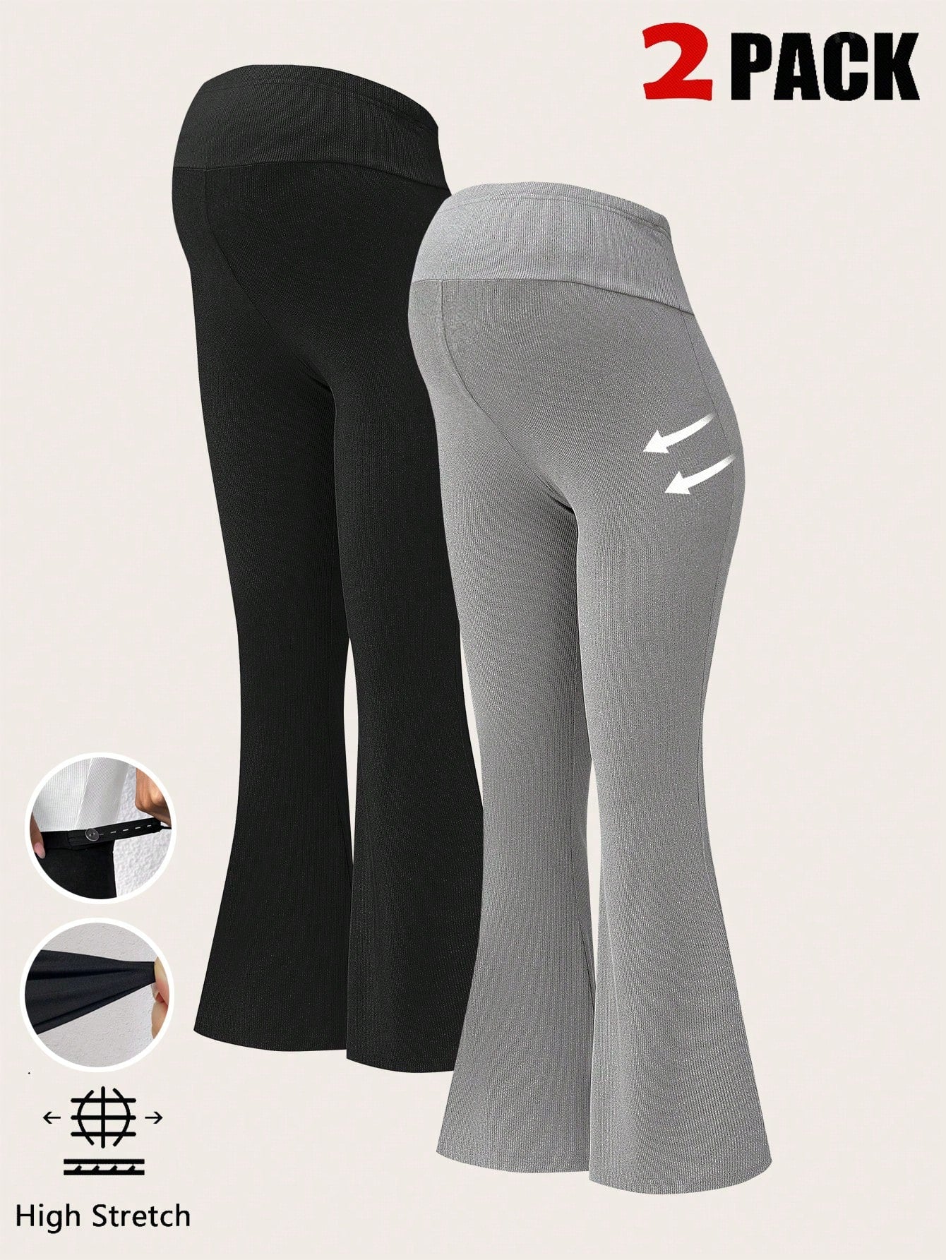 Comfort Meets  Adjustable Waist Flare Maternity Leggings