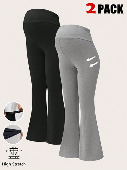 Adjustable Waist Flare Casual Leggings for Maternity