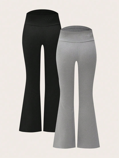 Comfort Meets  Adjustable Waist Flare Maternity Leggings