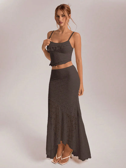 Chic Asymmetrical Lace & Ruffled Skirt 2-Piece Set White / XS White / S White / M White / XS-White / S-White / M-White / L-Red / XS-Red / S-Red / M-Red / L-Khaki / XS-Khaki / S-Khaki / M-Khaki / L-Brown / XS-Brown / S-Brown / M-Brown / L-Baby Pink / XS-Baby Pink / S-Baby Pink / M-Baby Pink / L-Baby Blue / XS-Baby Blue / S-Baby Blue / M-Baby Blue / L-Green / XS-Green / S-Green / M-Green / L-Apricot / XS-Apricot / S-Apricot / M-Apricot / L-Apricot / XL-