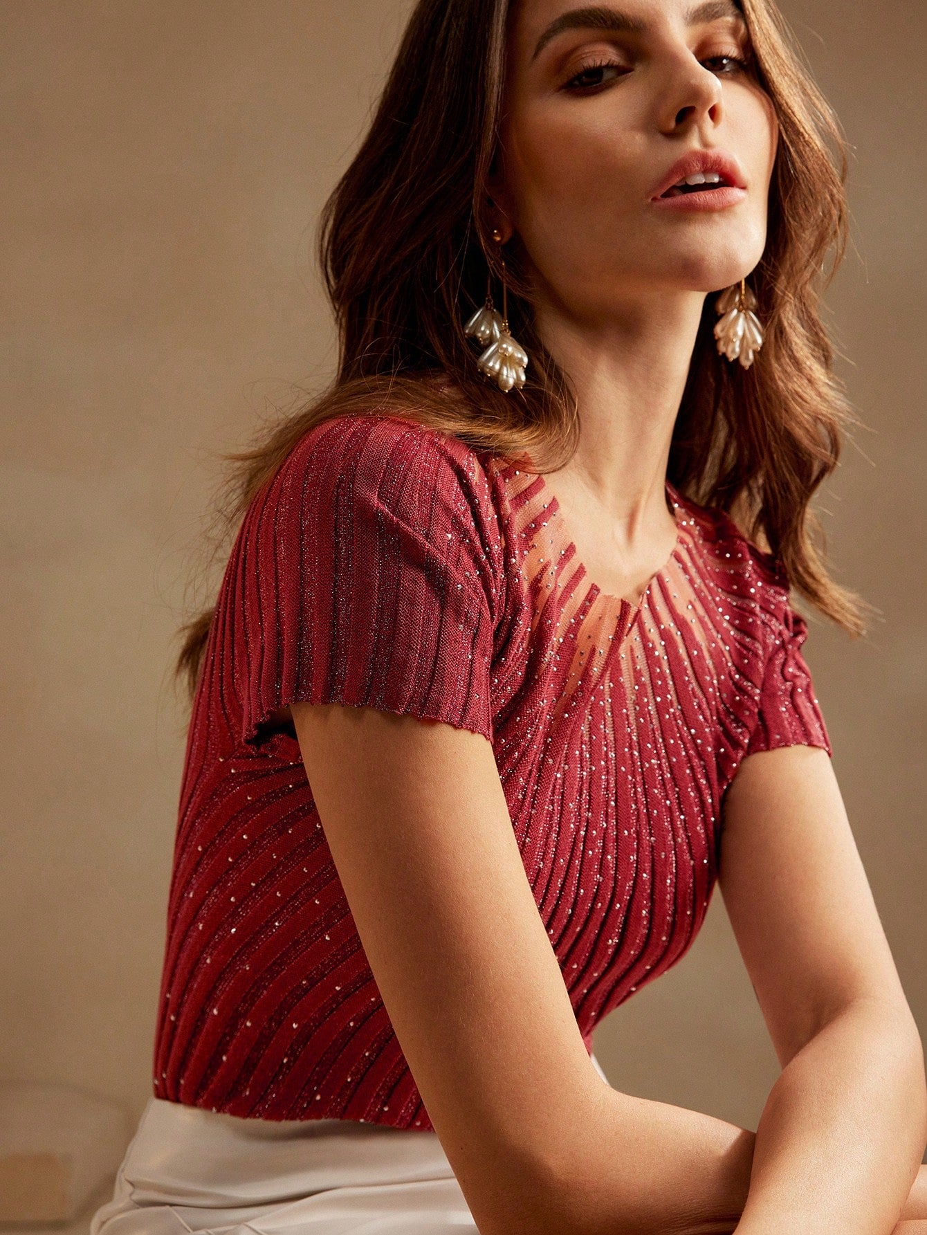 Elegant Blue Diamond-Embellished Knit Top with Sheer Detailing for Women Chocolate Brown / S Chocolate Brown / M Chocolate Brown / L Chocolate Brown / S-Chocolate Brown / M-Chocolate Brown / L-Chocolate Brown / XL-Camel / S-Camel / M-Camel / L-Camel / XL-Black / S-Black / M-Black / L-Black / XL-White / S-White / M-White / L-White / XL-Camel-2 / S-Camel-2 / M-Camel-2 / L-Camel-2 / XL-Blue / S-Blue / M-Blue / L-Blue / XL-Red / S-Red / M-Red / L-Red / XL-Blue-3 / S-Blue-3 / M-Blue-3 / L-Blue-3 / XL-