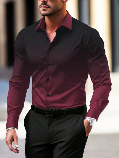 Summer Gradient Long Sleeve Business Shirt for Men - Stylish Travel Essential