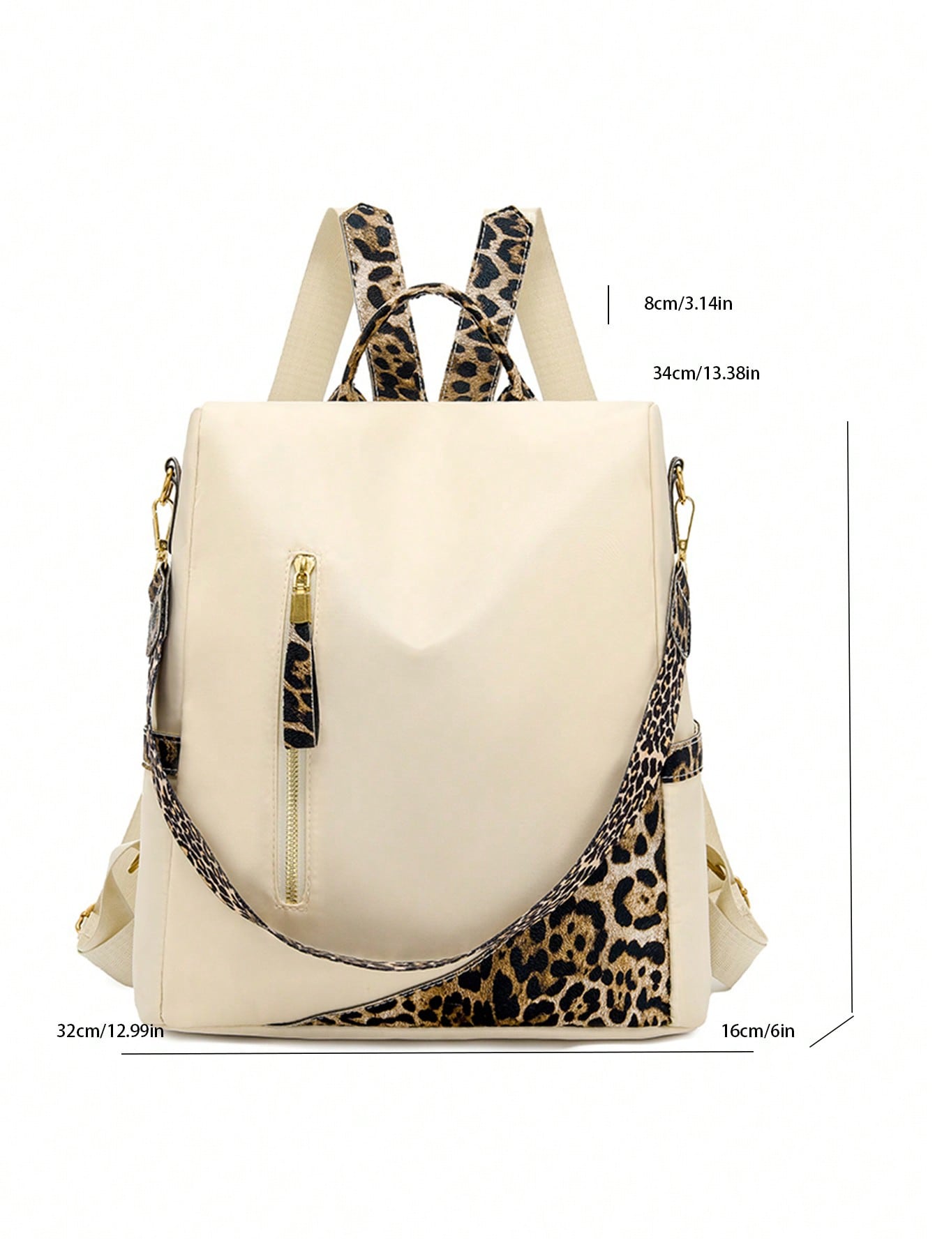 Chic & Secure: Two-Tone Anti-Theft Large Capacity Backpack for Stylish Students Black Beige Black-Beige-