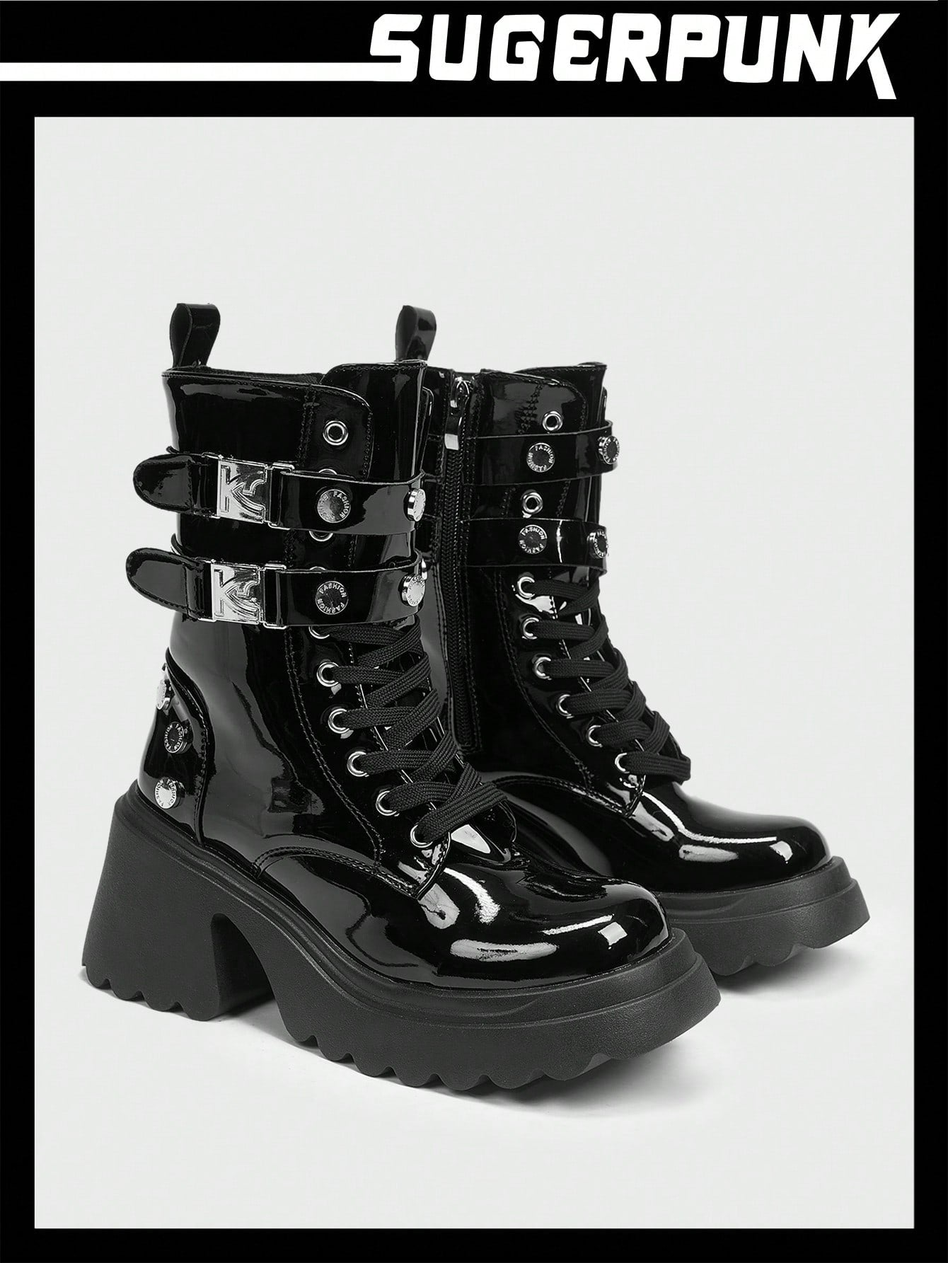 Women's Thick Sole Rider Boots - Trendy Punk Style Footwear EUR35 EUR36 EUR37 EUR35-EUR36-EUR37-EUR38-EUR39-EUR40-