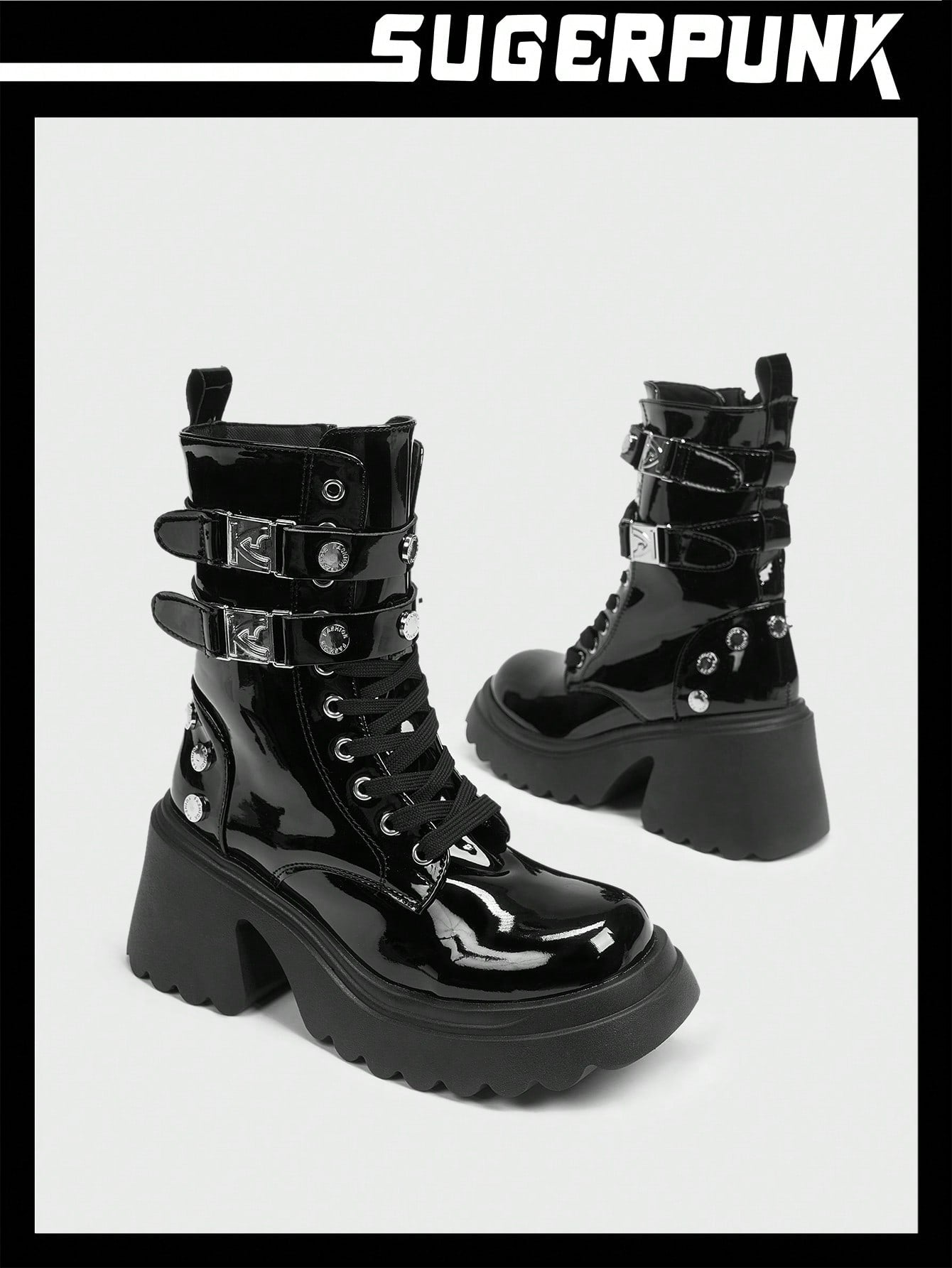 Women's Thick Sole Rider Boots - Trendy Punk Style Footwear EUR35 EUR36 EUR37 EUR35-EUR36-EUR37-EUR38-EUR39-EUR40-