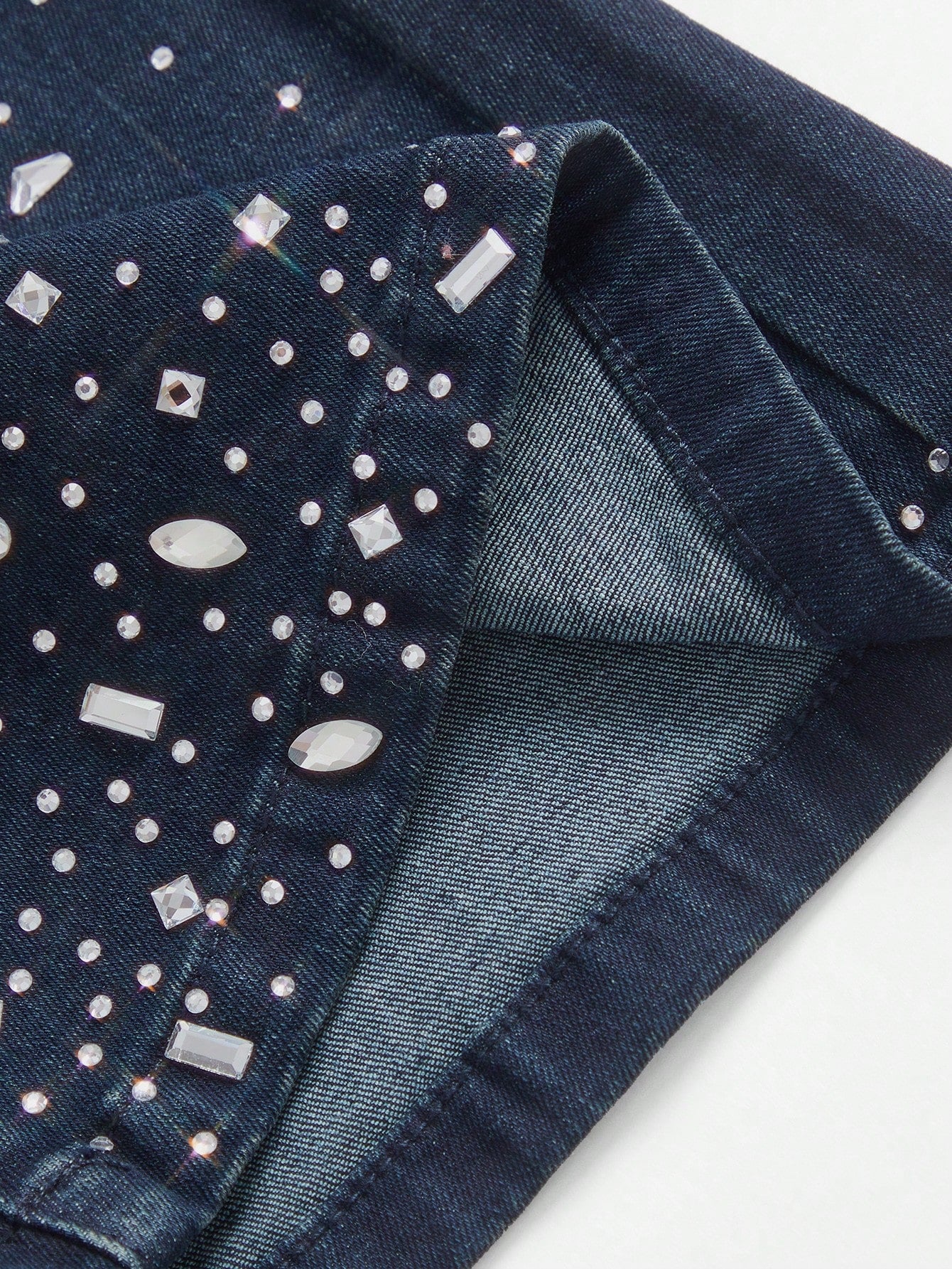 New Year Glam: High Waist Rhinestone Flare Leg Jeans for Effortless Style S M L S-M-L-XL-