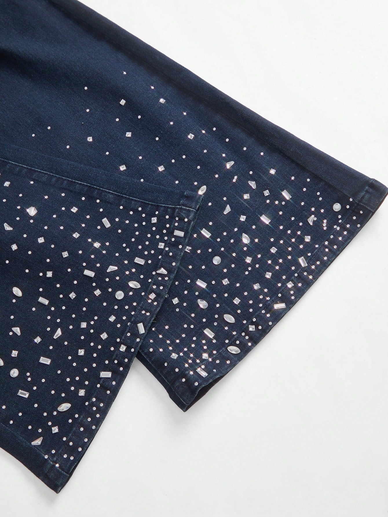 New Year Glam: High Waist Rhinestone Flare Leg Jeans for Effortless Style S M L S-M-L-XL-