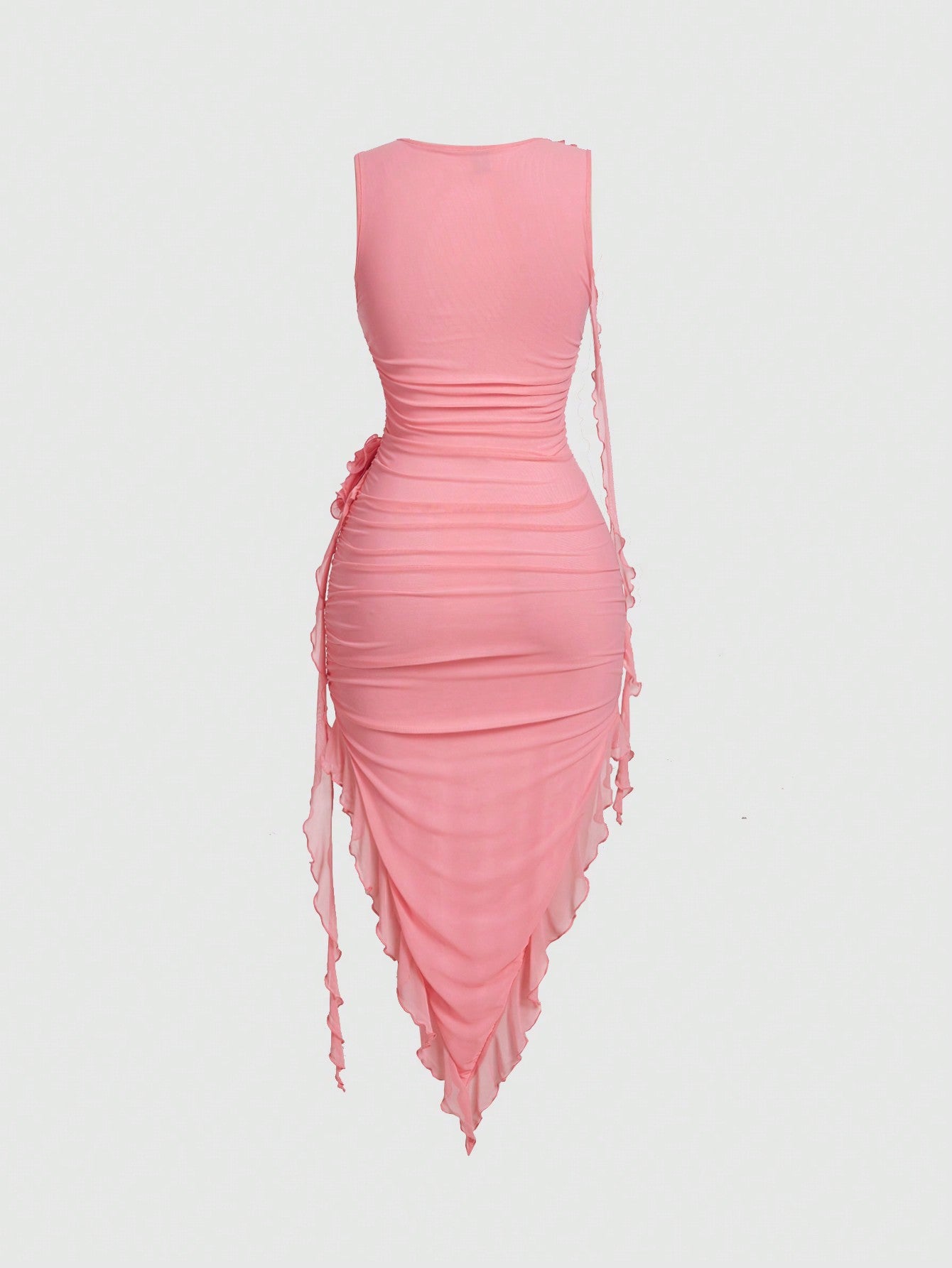 Chic Pastel 3D Flower Bodycon Dress with Asymmetrical Hem for Effortless Elegance
