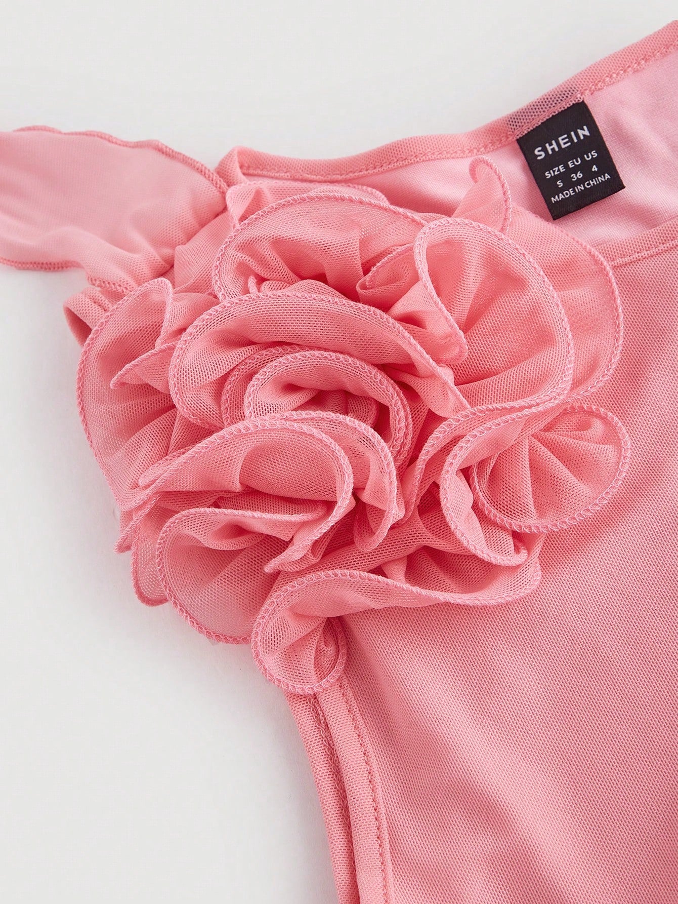 Chic Pastel 3D Flower Bodycon Dress with Asymmetrical Hem for Effortless Elegance