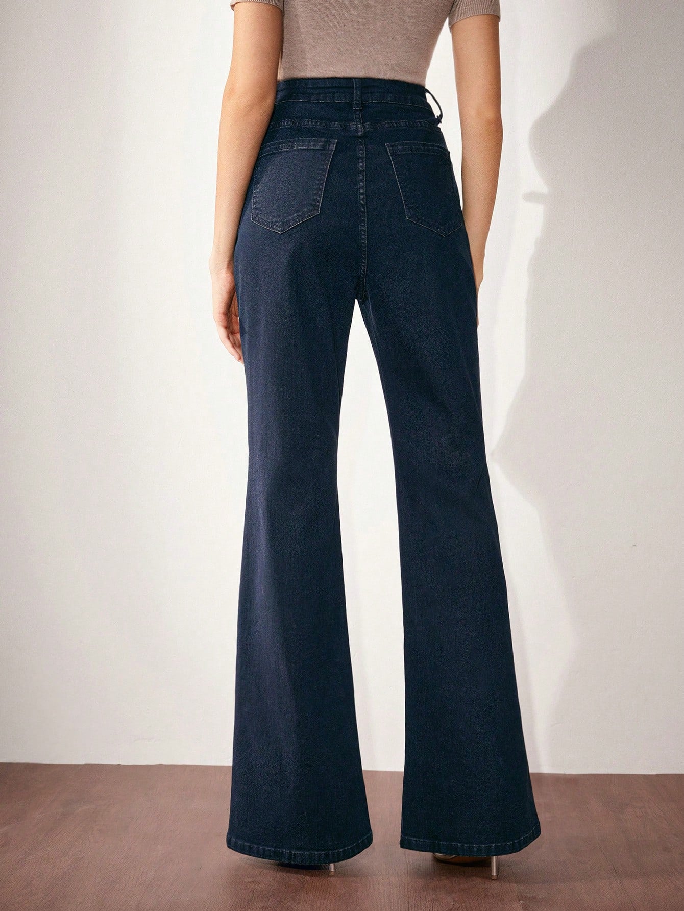 New Year Glam: High Waist Rhinestone Flare Leg Jeans for Effortless Style S M L S-M-L-XL-