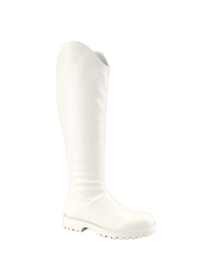 Autumn & Winter Wide-Zip Knight Boots for Women - Stylish Flat Round Toe Design