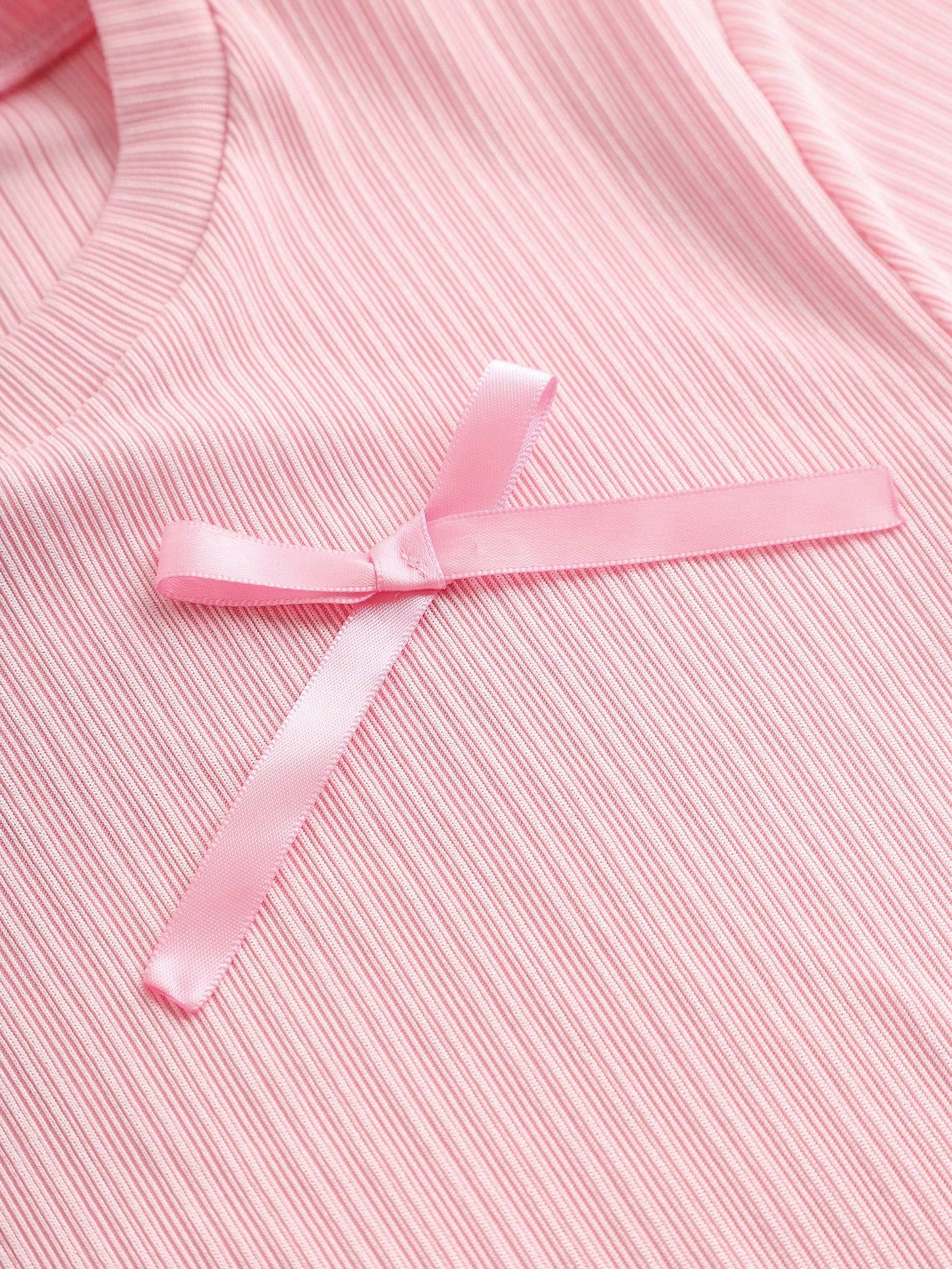 Chic Pink Satin Bow Long Sleeve Top – Perfect for Back-to-School & Valentine's Day!