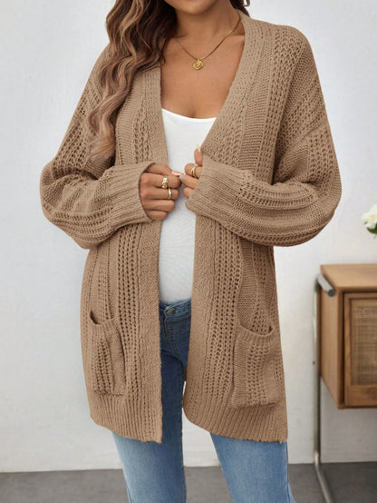 Loose Casual Semi-Sheer Long Sleeve Maternity Sweater Jacket for Winter