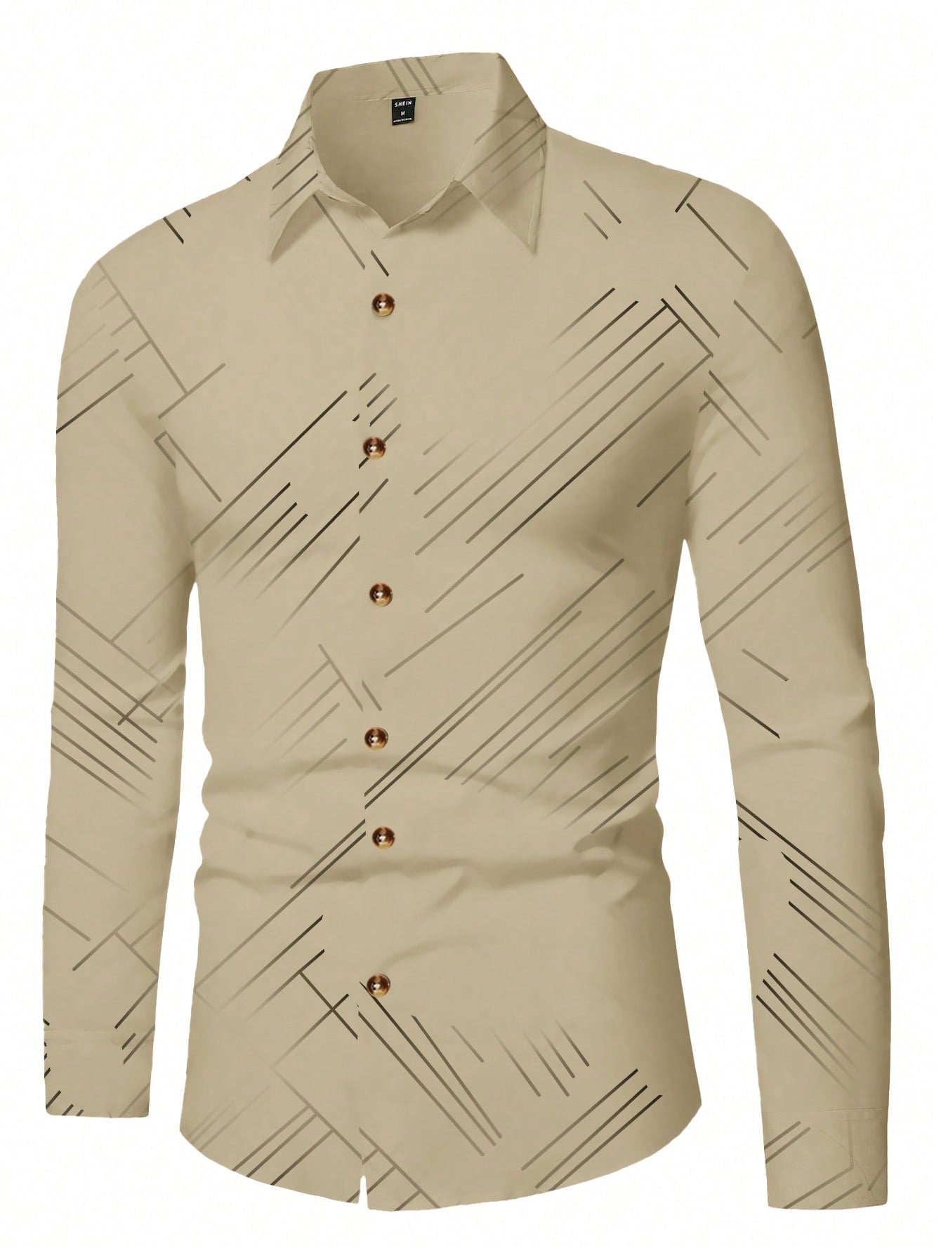 Manfinity Mode Men's Long Sleeve Button-Up Shirt with Unique Random Print