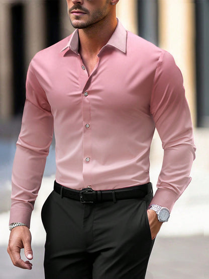 Summer Gradient Long Sleeve Business Shirt for Men - Stylish Travel Essential