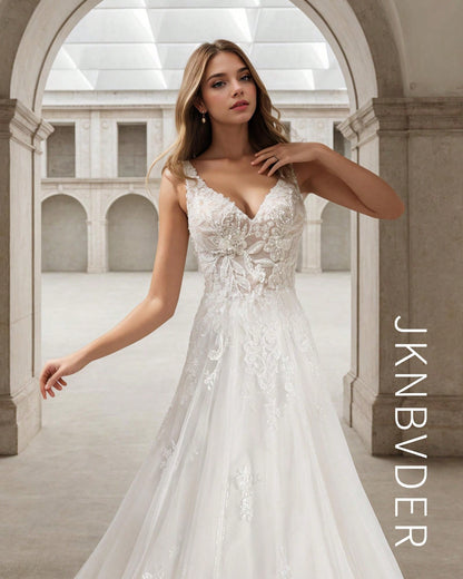 Romantic Sweetheart A-Line Wedding Dress with Elegant Lace Appliqués & Open Back