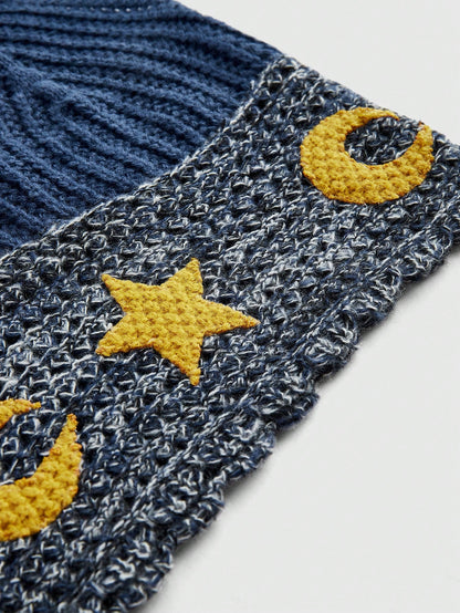 Boho Chic Sleeveless Hoodie with Celestial Moon and Stars Print XS XL XS-XL-