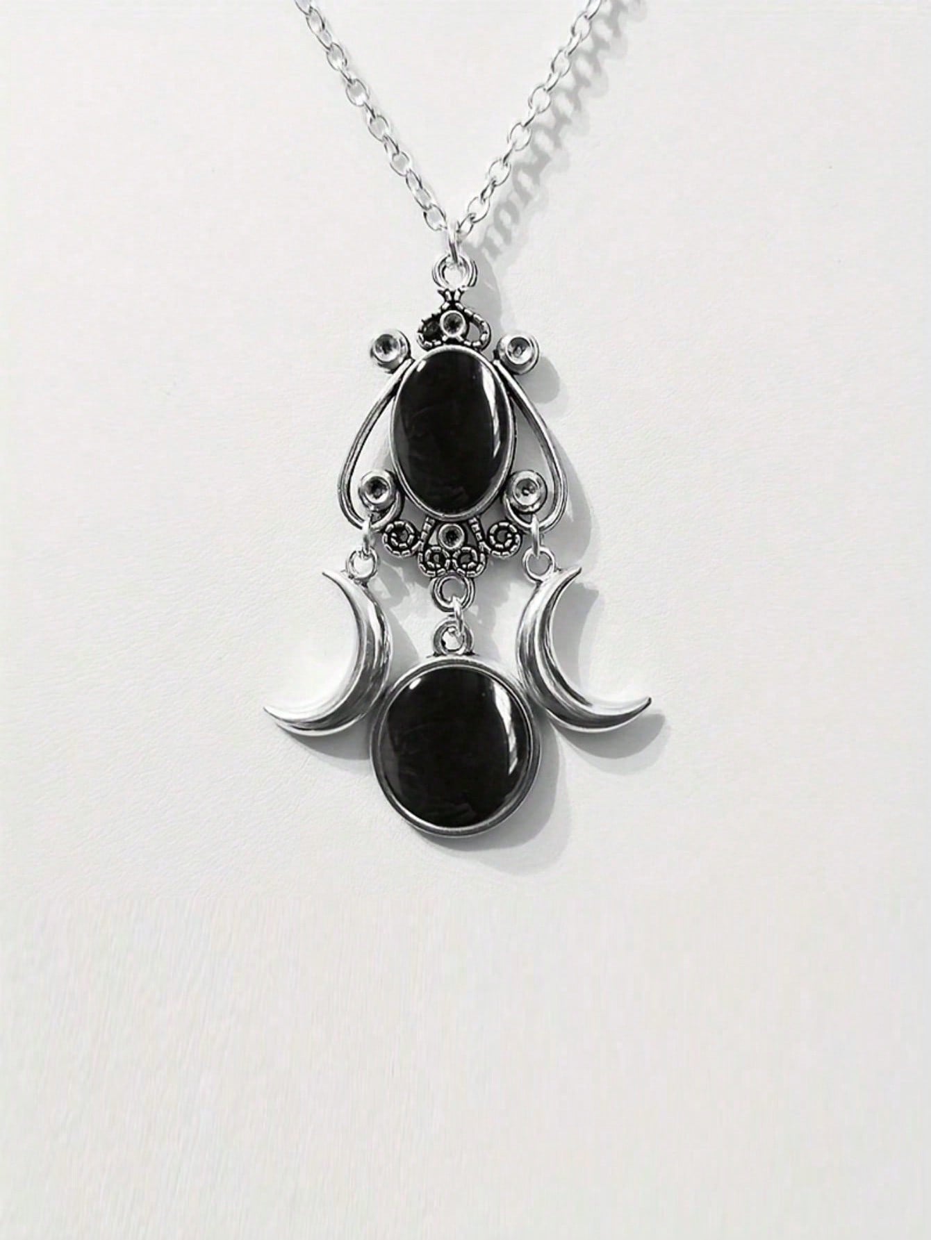 Triple Moon Goddess Necklace: A Charming Accessory for Any Celebration one-size / Black one-size / Purple 