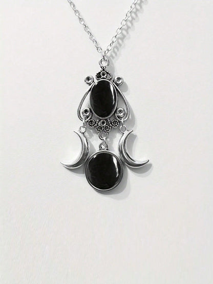 Triple Moon Goddess Necklace: A Charming Accessory for Any Celebration one-size / Black one-size / Purple 