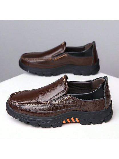 Classic Elegance: Premium Leather Slip-On Loafers for Men with Non-Slip Rubber Sole