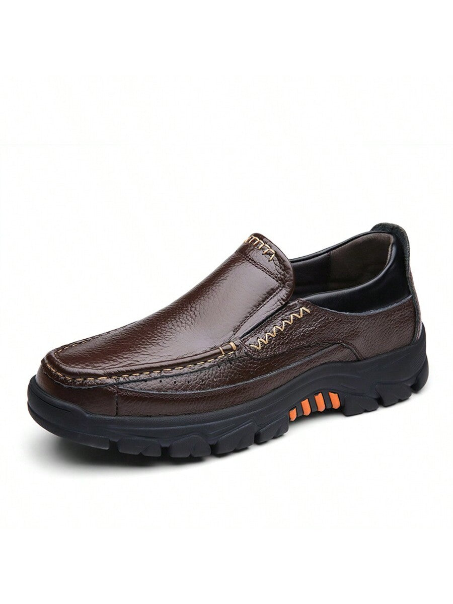 Classic Elegance: Premium Leather Slip-On Loafers for Men with Non-Slip Rubber Sole