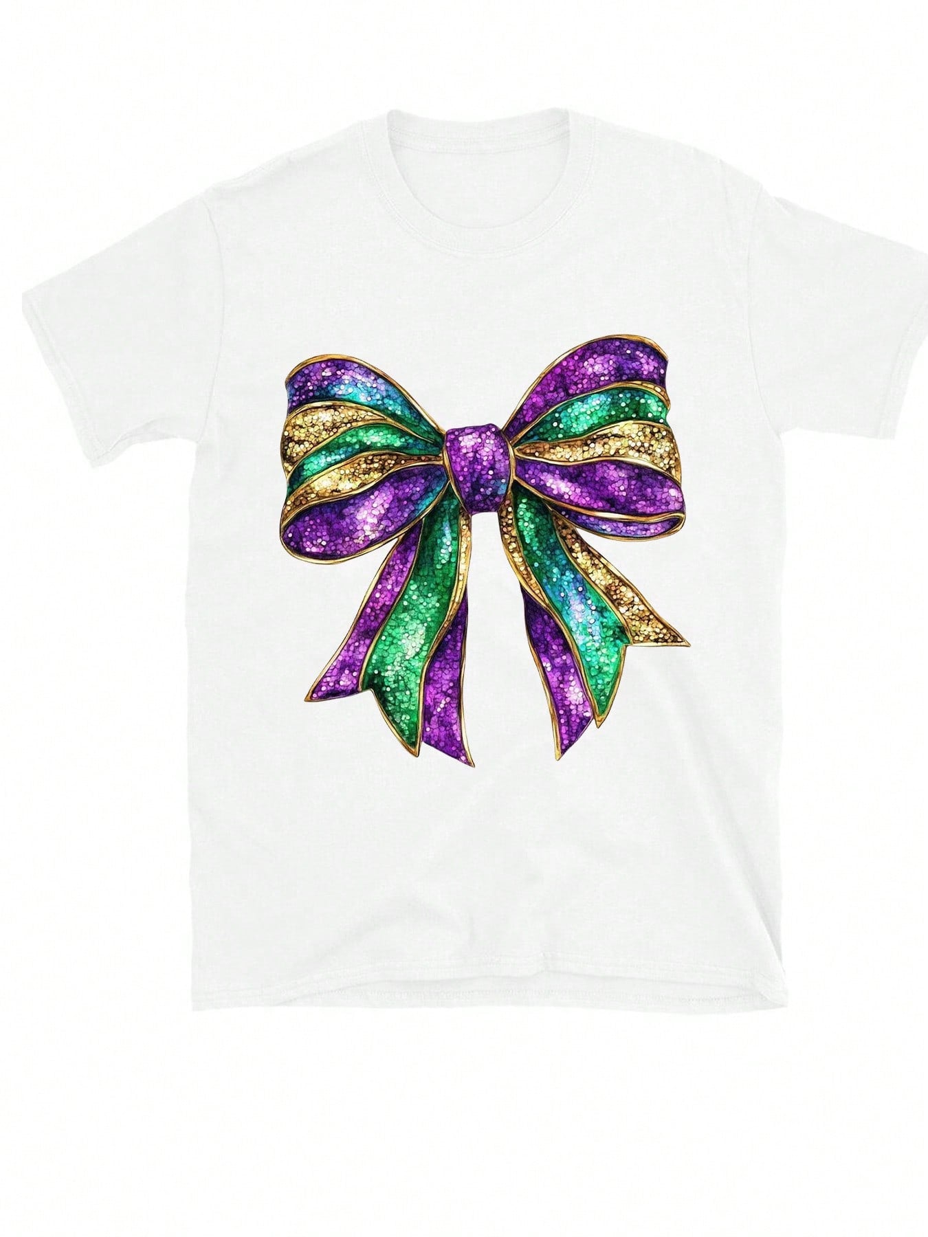 Festive Flair: Oversized Mardi Gras Bow T-Shirt for Women – Perfect for Carnival Grey / S Grey / M 