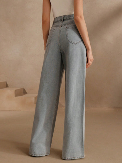 Boho Chic: Beaded Wide Leg Jeans for Effortless Style S M L S-M-L-XL-