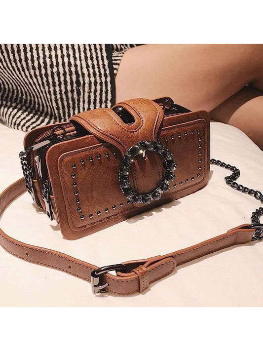Chic Rivet-Decorated Multi-Compartment Crossbody Bag for Stylish Women Default Title Default Title-