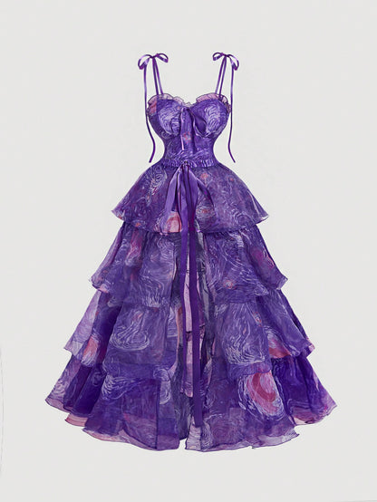 Elegant Women's Long Dress Featuring Van Gogh's Starry Sky Print Blue / XS Blue / S Blue / M Blue / XS-Blue / S-Blue / M-Blue / L-Multicolor / XS-Multicolor / S-Multicolor / M-Multicolor / L-Purple / XS-Purple / S-Purple / M-Purple / L-